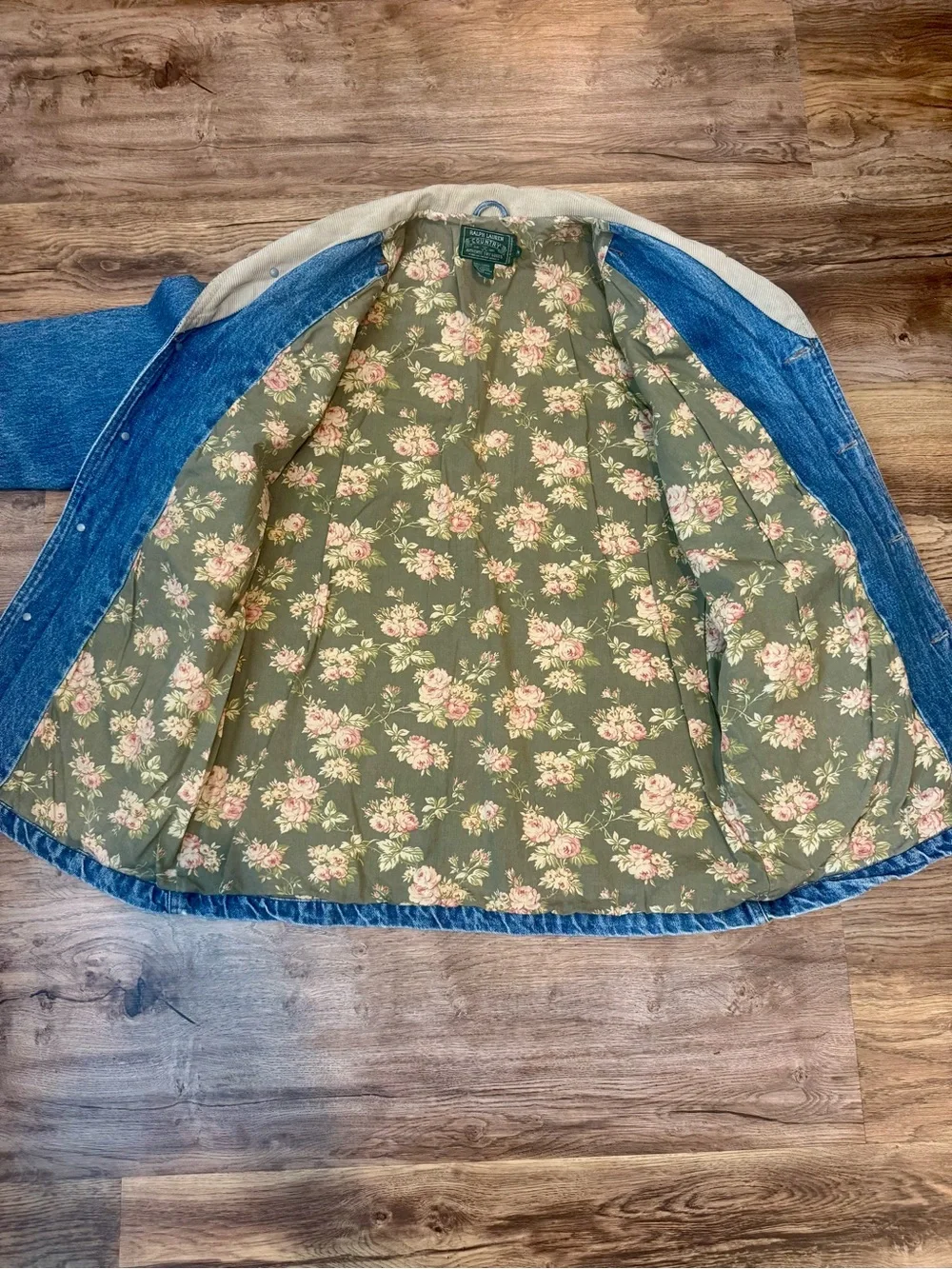 Vintage Ralph Lauren Country Denim Barn Chore Jacket Floral Lined Size M - Picture 8 of 9